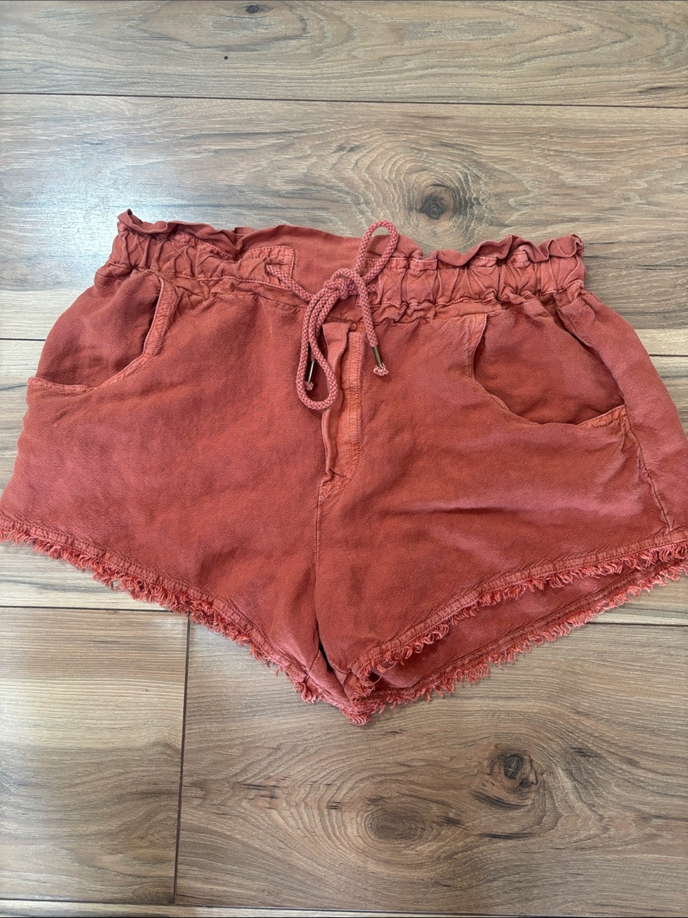 Young Fabulous and Broke Women's Rust Drawstring Paperbag Waist Shorts